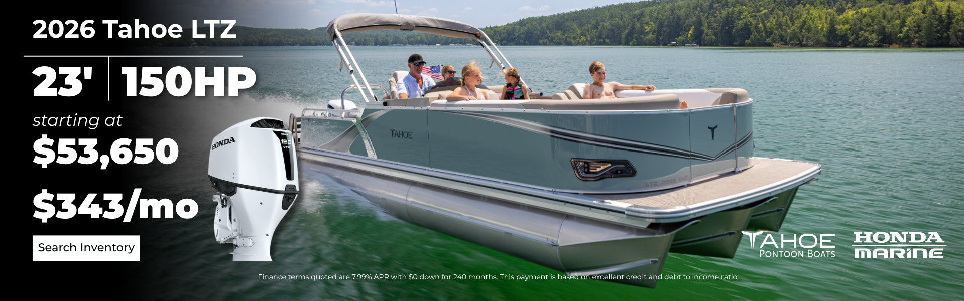 2026 Tahoe LTZ 2385 150hp honda outboard on the lake great price